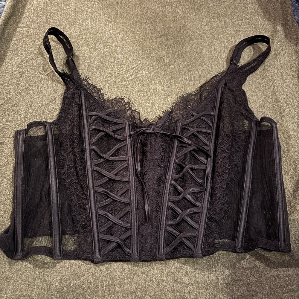 Victoria Secret Black Lace Corset Top